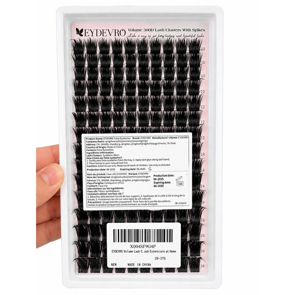 Two Pack EYDEVRO Volume 300D Lash Clusters With Spikes Black Reusable